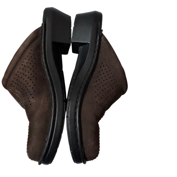 Ecco dark brown  Leather Suede Mules sz 37 - Picture 3 of 5